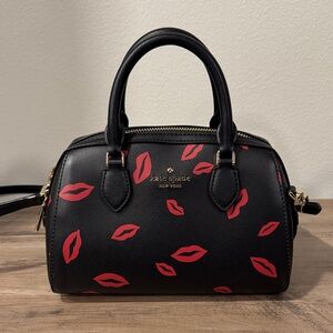 Kate Spade Black Satchel with Red Lips